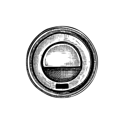 Coffee take away. Hot drink in paper cup sketch. Fast food drawing. Food delivery design element. Top view.